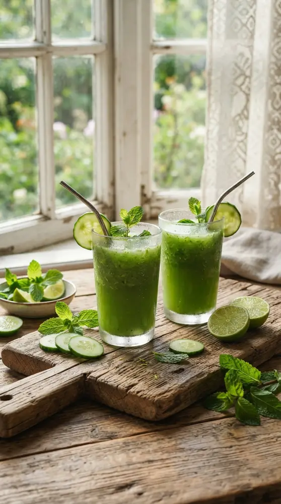 Suco verde de pepino com limão